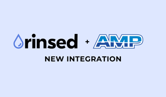 Image of Rinsed and AMP logos with text that reads "new integration" 