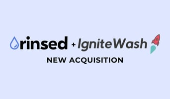 Image of Rinsed and Ignite Wash logos with text that reads "new acquisition" 